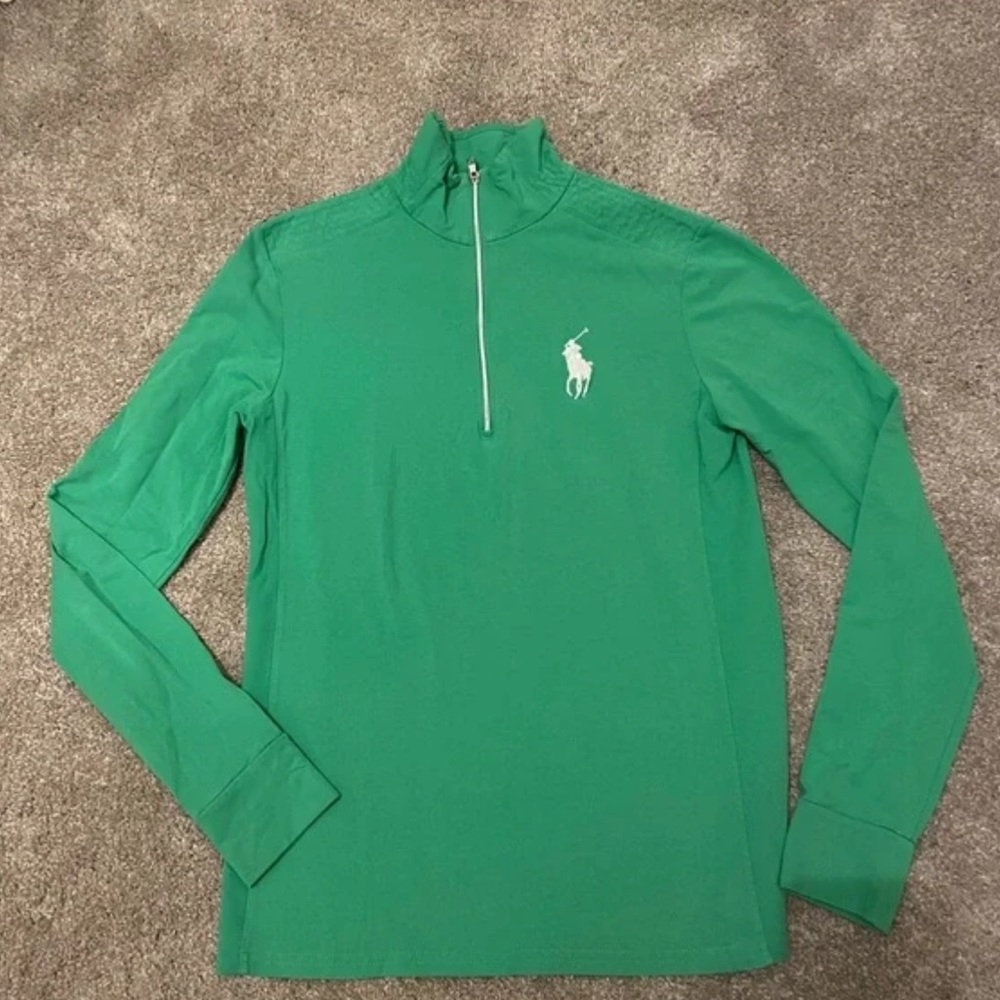 *3 for $50* Kelly Green Ralph Lauren Gold Quarter Zip Size S